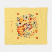 キュートカボンプキンフェアインオータムリース フリースブランケット (正面(横))