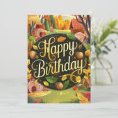 キュートカボンプキンメープルリーフオータム秋ハッピーバースデー カード (スタンド正面)