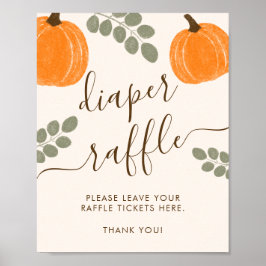 キュートカボンプキンユーカリ秋おむつラッフルサイン ポスター
