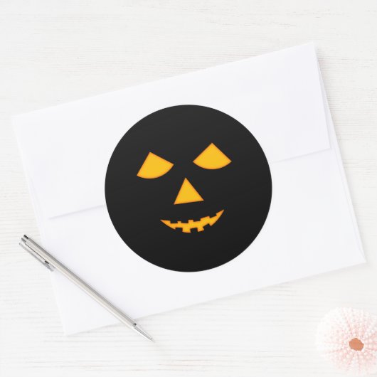 キュートカボンプキン顔ハロウィーンのカボチャのちょうちんハロウィーン ラウンドシール (封筒)