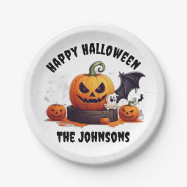 キュートカボ不気味ンプキンスこうもり幽霊ハッピーハローウィン ペーパープレート