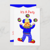 キュートカラフルおもしろいサーカスピエロジャグリング 招待状 (正面/裏面)