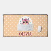 キュートカラフルお洒落フクロウ デスクマット (キーボード&マウス)