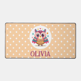 キュートカラフルお洒落フクロウ デスクマット
