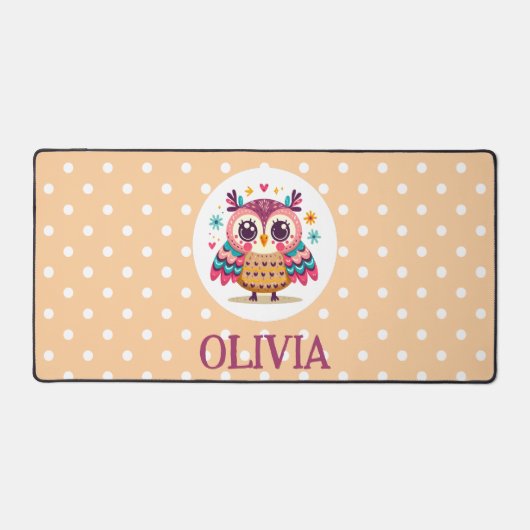 キュートカラフルお洒落フクロウ デスクマット (正面)
