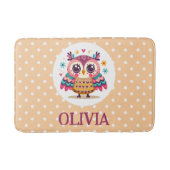 キュートカラフルお洒落フクロウ バスマット (正面)