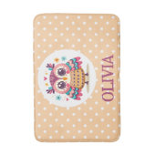 キュートカラフルお洒落フクロウ バスマット (正面縦)