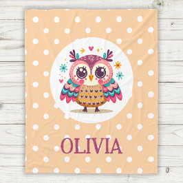 キュートカラフルお洒落フクロウ フリースブランケット