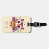 キュートカラフルお洒落フクロウ ラゲッジタグ (正面横)