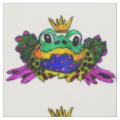 キュートカラフルでカエルの王冠 ファブリック (クローズアップ)