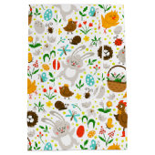 キュートカラフルとイースターシンボルシームレスパターン ミディアムペーパーバッグ (裏面)