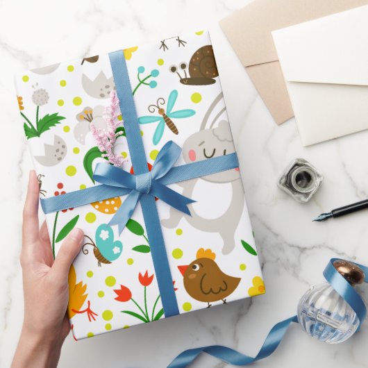 キュートカラフルとイースターシンボルシームレスパターン ラッピングペーパー (ギフト)