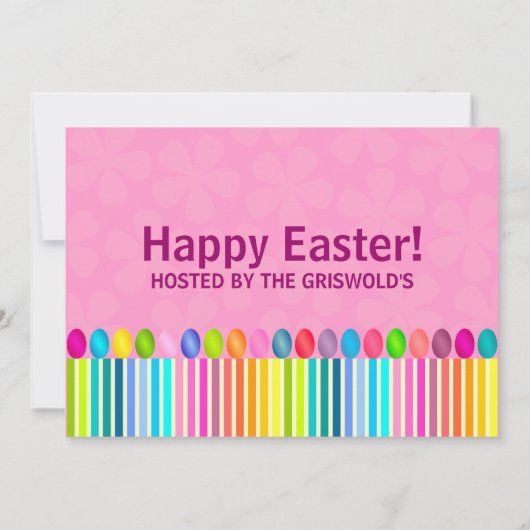 キュートカラフルとイースターバニー 招待状 (裏面)