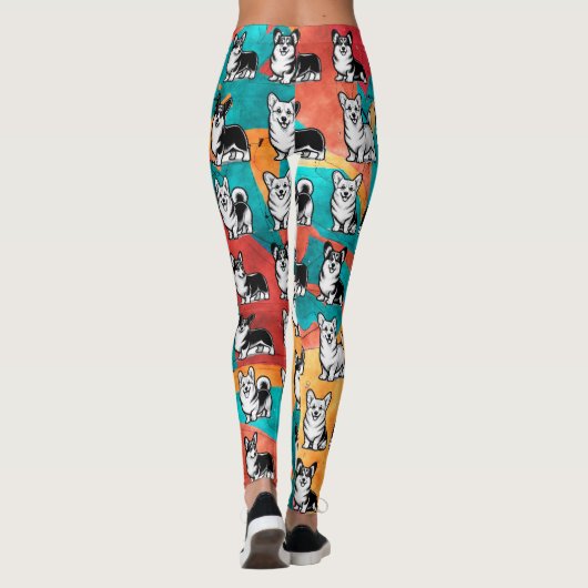 キュートカラフルとカーディガンウェルシュコーギーレギンス レギンス (裏面)