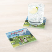 キュートカラフルとスイス漫画スケッチ ガラスコースター (アングル)