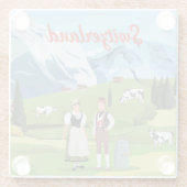 キュートカラフルとスイス漫画スケッチ ガラスコースター (裏面)