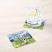 キュートカラフルとスイス漫画スケッチ スクエアペーパーコースター (インサイチュ)