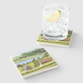 キュートカラフルとスイス漫画スケッチ ストーンコースター (横)