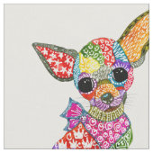 キュートカラフルとチワワ生地 ファブリック (クローズアップ)