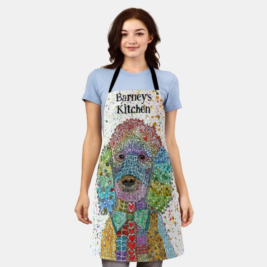 キュートカラフルとプードル エプロン (着用した状態)