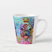 キュートカラフルとボストンテリアポップ・アートのアート カフェラテマグ (右)