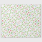キュートカラフルなクリスマスツリーとギフトパターン ラッピングペーパー (フラット)