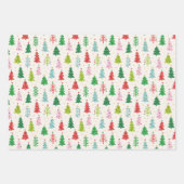 キュートカラフルなクリスマスツリー ラッピングペーパーシート (正面)