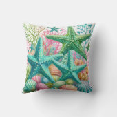 キュートカラフルなヒトデの貝殻の沿岸海老 クッション (裏面)