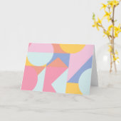 キュートカラフルな図形コラージアートワーク カード (黄色い花)