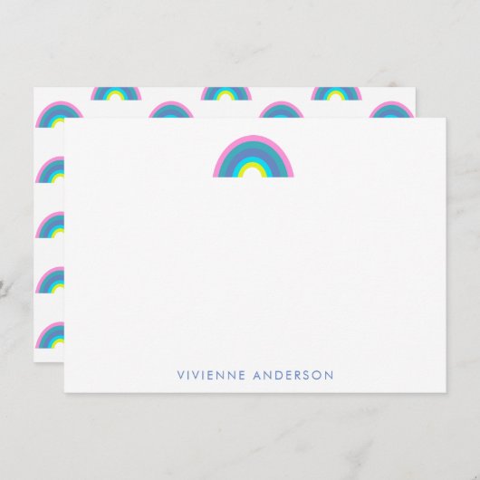 キュートカラフルな幾何学虹パーソナライズされた ノートカード (正面/裏面)