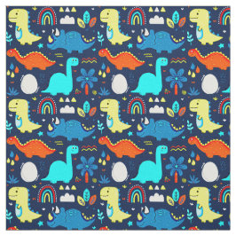 キュートカラフルな恐竜&レインボーズスケッチ ファブリック