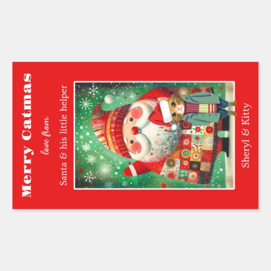 キュートカラフルはっきりしたメリークリスマス 長方形シール (正面)