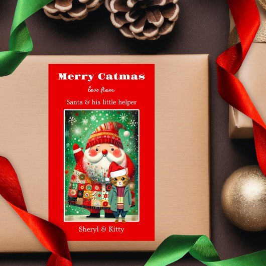 キュートカラフルはっきりしたメリークリスマス 長方形シール