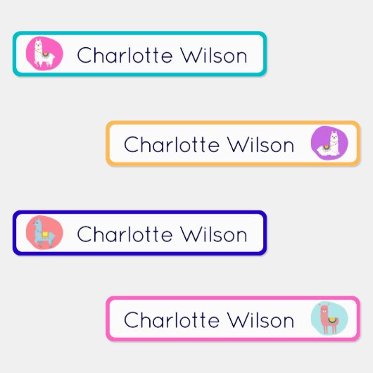 キュートカラフルアルパカ名前をカスタムするラベル防水 ラベル (グループ)