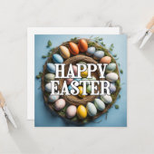 キュートカラフルアートイースター卵コラージュ カード (正面/裏面インサイチュ)