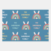 キュートカラフルイースターバニーズレインボーパーソナライズされた ラッピングペーパーシート (正面3)