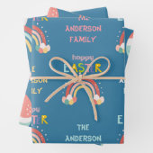 キュートカラフルイースターバニーズレインボーパーソナライズされた ラッピングペーパーシート (インサイチュ)