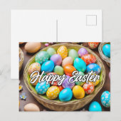 キュートカラフルイースターホリデーバスケット ポストカード (正面/裏面)