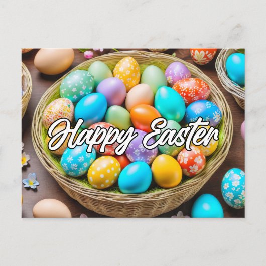 キュートカラフルイースターホリデーバスケット ポストカード (正面)