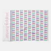 キュートカラフルイーストバニパーソナライズされたー キッチンタオル (横)