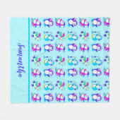 キュートカラフルウィンターペンギンパーソナライズされた フリースブランケット (正面(横))