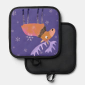 キュートカラフルウィンタームースオーブンミット 鍋敷き (正面/裏面)