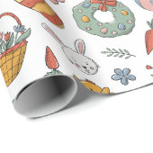 キュートカラフルエッグバニー春パターンイースター ラッピングペーパー (ロールコーナー)