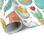 キュートカラフルエッグバニー春パターンイースター ラッピングペーパー (ロールコーナー)