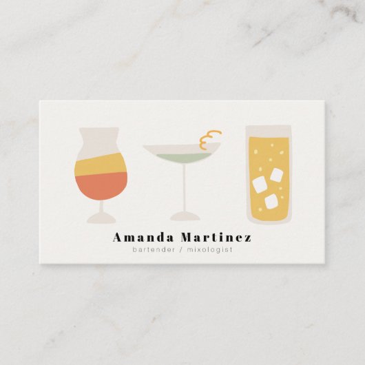 キュートカラフルカクテル・バーテンダー混合学者 名刺 (正面)