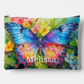 キュートカラフルカスタムバタフライモノグラム名 アクセサリーポーチ (正面)