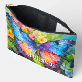 キュートカラフルカスタムバタフライモノグラム名 アクセサリーポーチ (見開き)