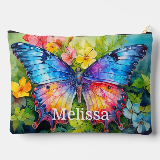 キュートカラフルカスタムバタフライモノグラム名 アクセサリーポーチ (裏面)