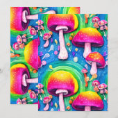 キュートカラフルキノコのシームレスなパターン シーズンカード (正面/裏面)