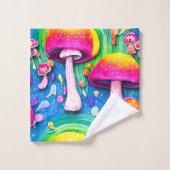キュートカラフルキノコのシームレスなパターン バスタオルセット (ウォッシュタオル)
